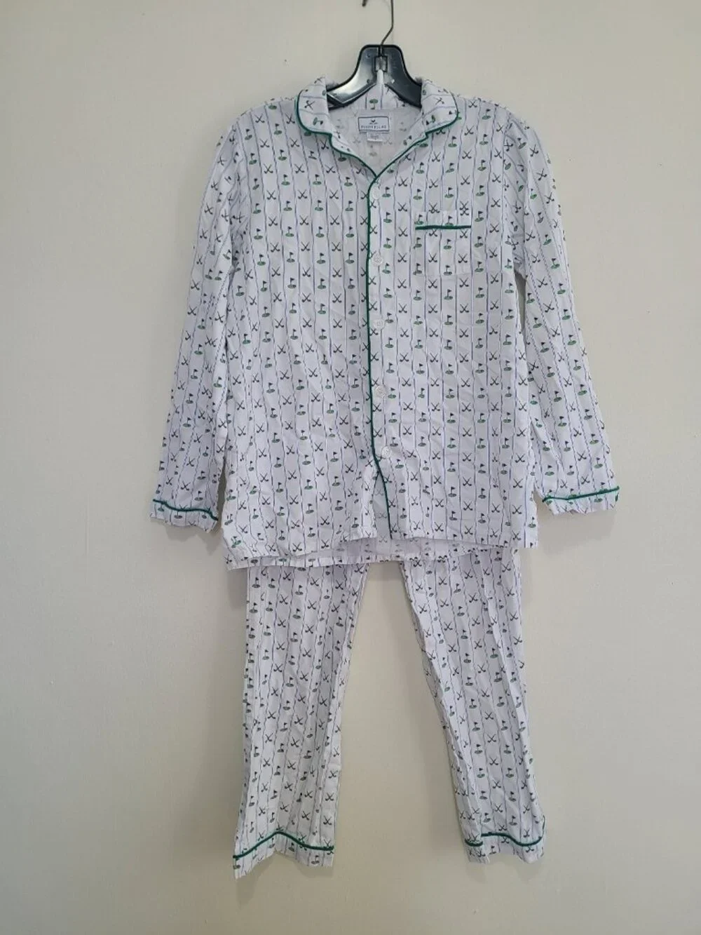 Petite Plume Kid's Twill Pajama Set in Fairway Stripe size 14